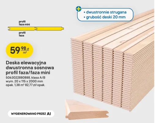 Deska elewacyjna dwustronna sosnowa profil faza mini promocja w Castorama