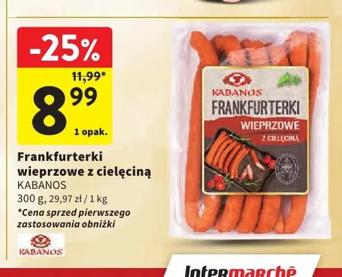 Frankfurterki wieprzowe z cielęciną Kabanos promocja w Intermarche
