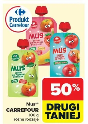 Mus 100 g różne rodzaje promocja w Carrefour