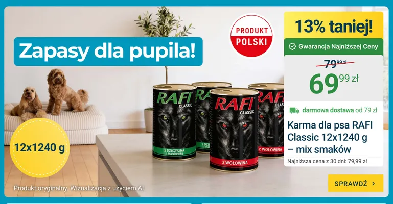 Karma dla psa Rafi Classic 12-pak 1240 g mix smaków promocja w ERLI