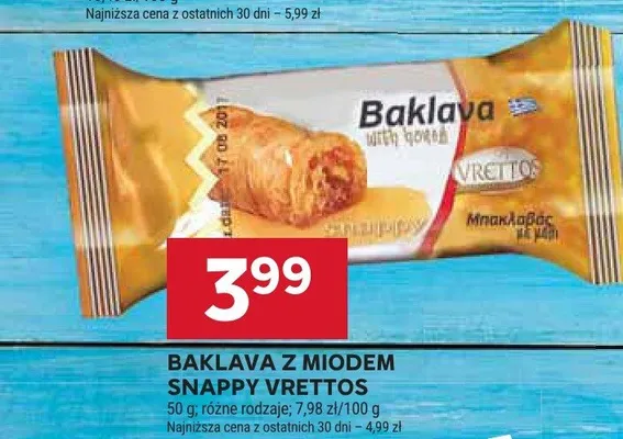 Baklava z miodem Snappy Vrettos promocja w Stokrotka