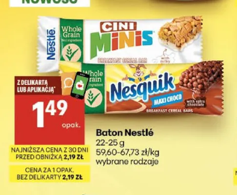 Baton Nesquik Maxi Choco Nestlé promocja w Delikatesy Centrum