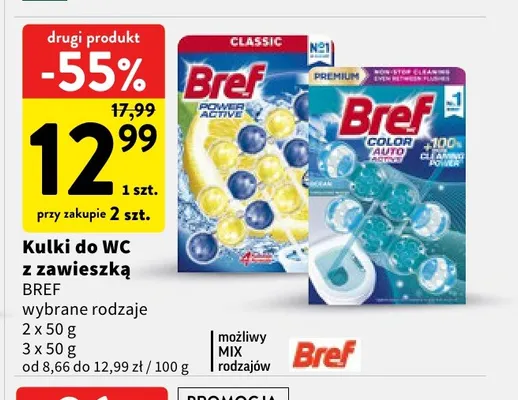 Kulki do WC z zawieszką Bref promocja w Intermarche