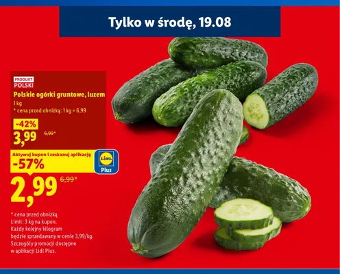Polskie ogórki gruntowe, luzem promocja w Lidl
