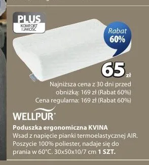 Poduszka ergonomiczna KVINA WELLPUR 30x50x10/7 cm promocja w Jysk