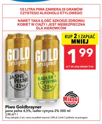 Piwo jasne pełne Goldbrayner 4,5% promocja w LEWIATAN