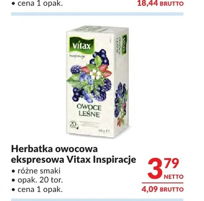 Herbatka owocowa ekspresowa Vitax Inspiracje promocja w Makro