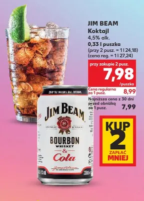 Koktajl Jim Beam Bourbon Whiskey & Cola promocja w Kaufland
