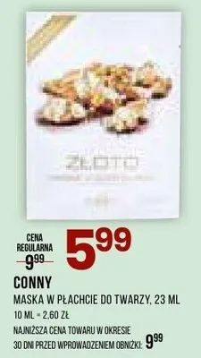 Maska w płachcie do twarzy Conny Złoto promocja w Drogerie Natura