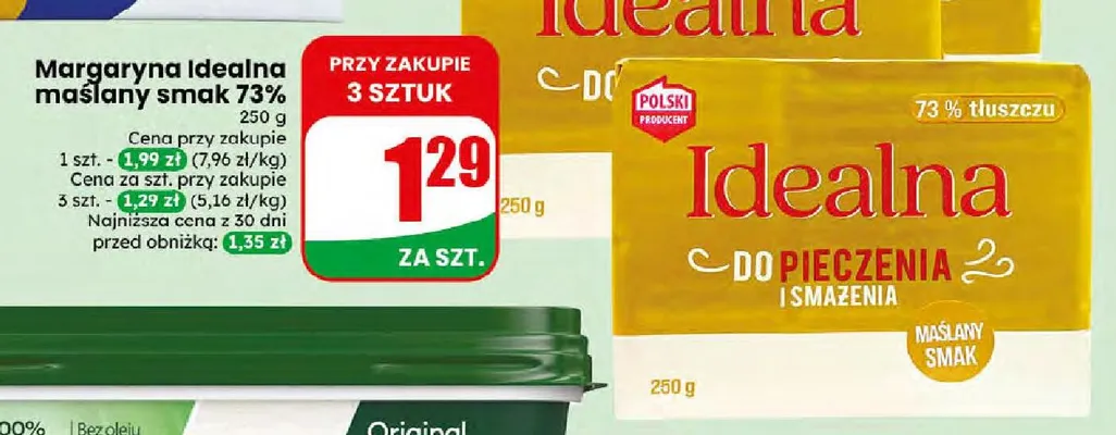 Margaryna Idealna maślany smak 73% promocja w Dino
