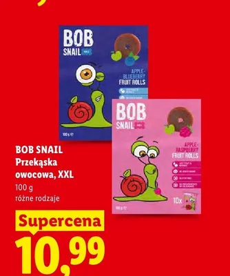 Przekąska owocowa Bob Snail XXL Fruit Rolls Apple-Blueberry promocja w Lidl