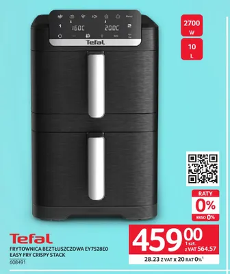 Frytownica beztłuszczowa EY7528E0 Easy Fry Crispy Stack Tefal promocja w Selgros