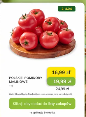 Pomidory malinowe polskie promocja w Stokrotka