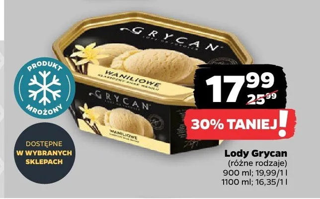 Lody Grycan waniliowe promocja w Netto