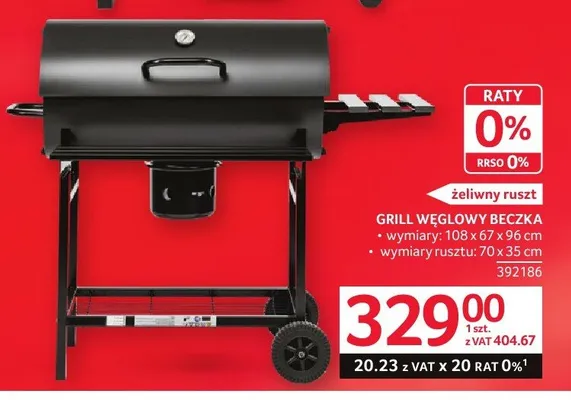Grill węglowy beczka wymiary: 108x67x96cm wymiary rusztu: 70x35cm promocja w Selgros