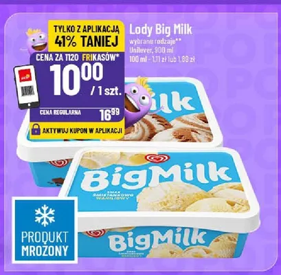 Lody Big Milk wanilia z bitą śmietaną malinowo-jogurtowa, czekoladowe promocja w POLOmarket