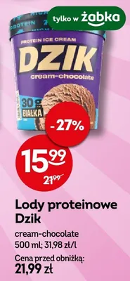 Lody proteinowe Dzik cream-chocolate promocja w Żabka