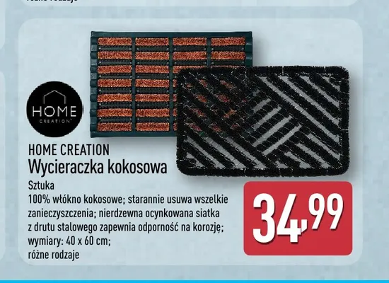 Wycieraczka kokosowa Home Creation 40x60 cm promocja w Aldi