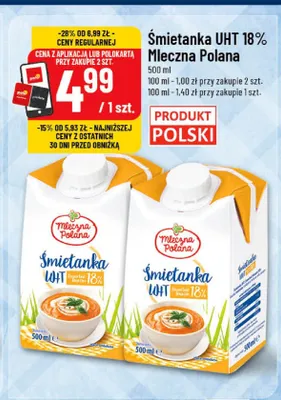 Śmietanka UHT 18% Mleczna Polana promocja w POLOmarket