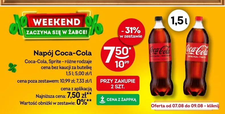 Napój Coca-Cola Zero Cukru promocja w Żabka