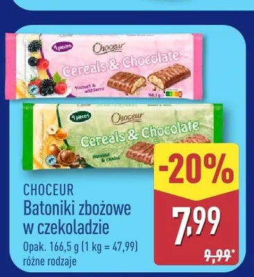 Batoniki zbożowe w czekoladzie Choceur promocja w Aldi