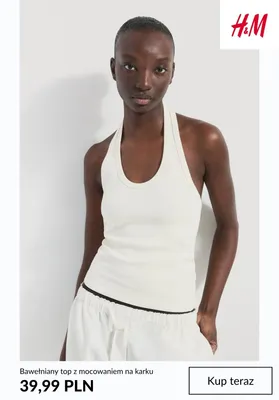 Top bawełniany z mocowaniem na karku H&M promocja w H&M