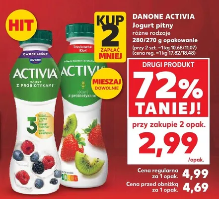 Jogurt pitny różne rodzaje Danone Activia promocja w Kaufland