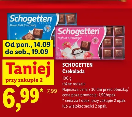 Czekolada Schogetten Alpine Milk Chocolate promocja w Lidl