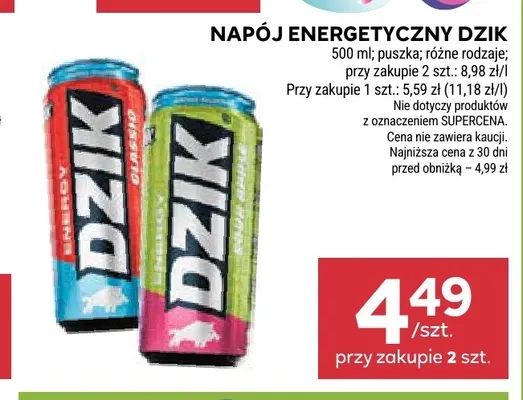 Napój energetyczny Dzik Classic promocja w Stokrotka