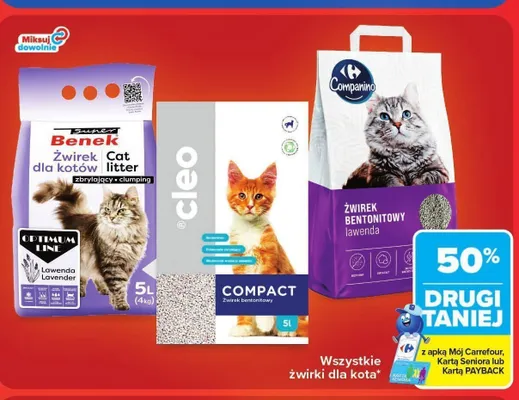 Żwirek bentonitowy Companino lawenda promocja w Carrefour Market