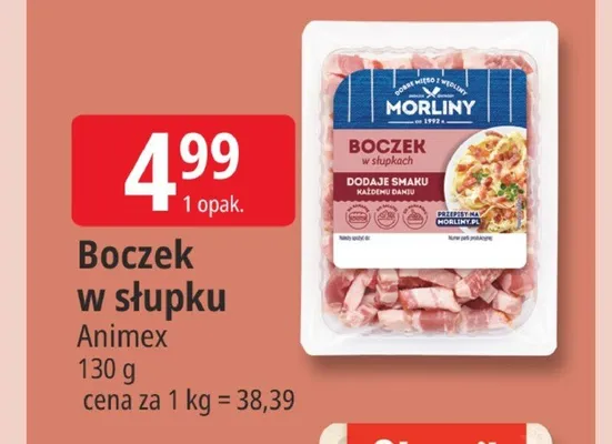 Boczek w słupku Morliny promocja w Leclerc