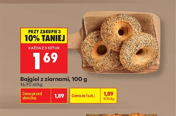 Bajgiel z ziarnami promocja w Biedronka