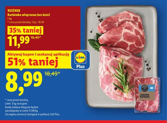 Karkówka wieprzowa bez kości Rzeźnik promocja w Lidl