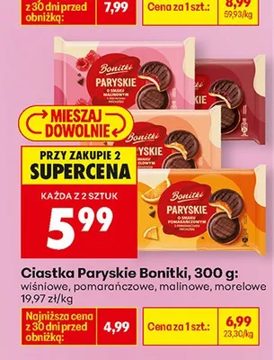 Ciastka Paryskie Bonitki wiśniowe promocja w Biedronka