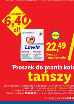 Proszek do prania kolorów Lovela Baby promocja w Lidl