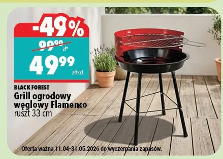 Grill ogrodowy węglowy Flamenco ruszt 33 cm promocja w Biedronka Home