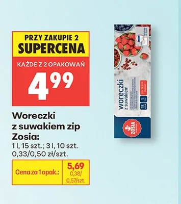 Woreczki z suwakiem zip Zosia 1l promocja w Biedronka
