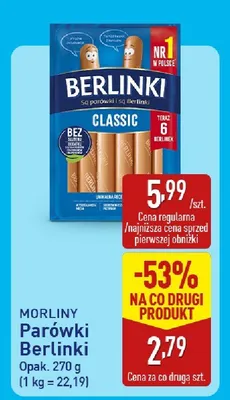 Parówki Berlinki Classic Morliny promocja w Aldi