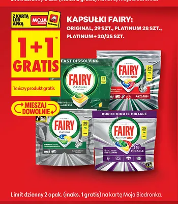 Kapsułki do zmywarki Fairy Platinum+ promocja w Biedronka