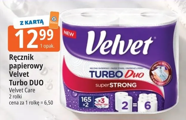 Ręcznik papierowy Velvet Turbo Duo 2-pak promocja w Leclerc