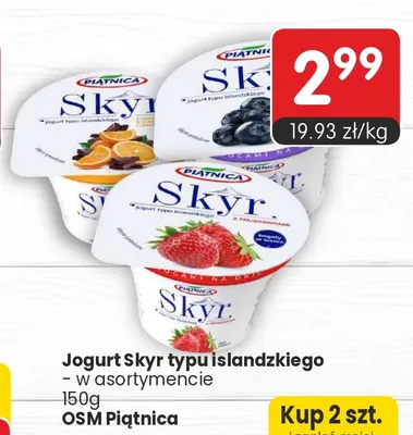 Jogurt Skyr typu islandzkiego jagodowy Piątnica promocja w Market Point