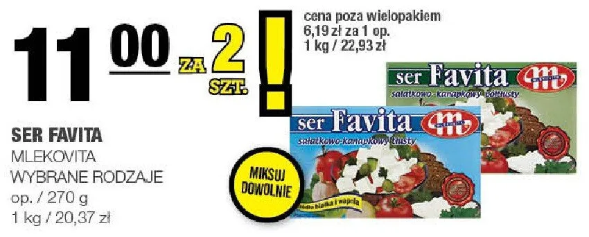 Ser Favita mlekovita wybrane rodzaje promocja w SPAR
