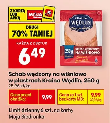 Schab wędzony na wiśniowo w plastrach promocja w Biedronka