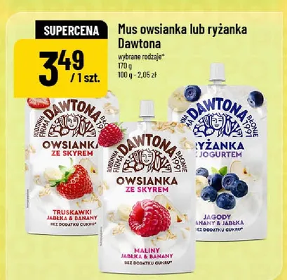 Mus ryżanka z jogurtem Dawtona jagody banany jabłka promocja w POLOmarket