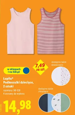 Podkoszulki dziecięce 2 sztuki promocja w Lidl