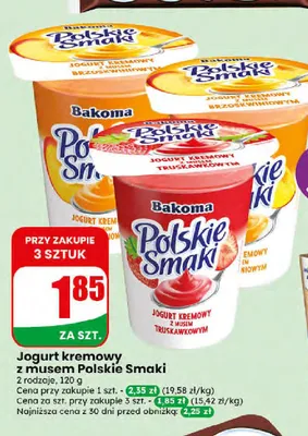 Jogurt kremowy z musem Bakoma Polskie Smaki brzoskwiniowy promocja w Dino