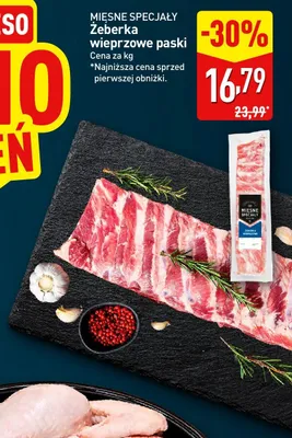 Żeberka wieprzowe paski Mięsne Specjały promocja w Aldi