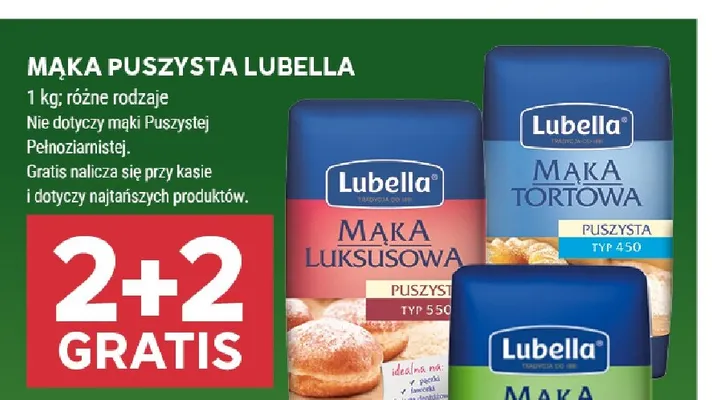 Mąka puszysta luksusowa typ 550 Lubella promocja w Stokrotka