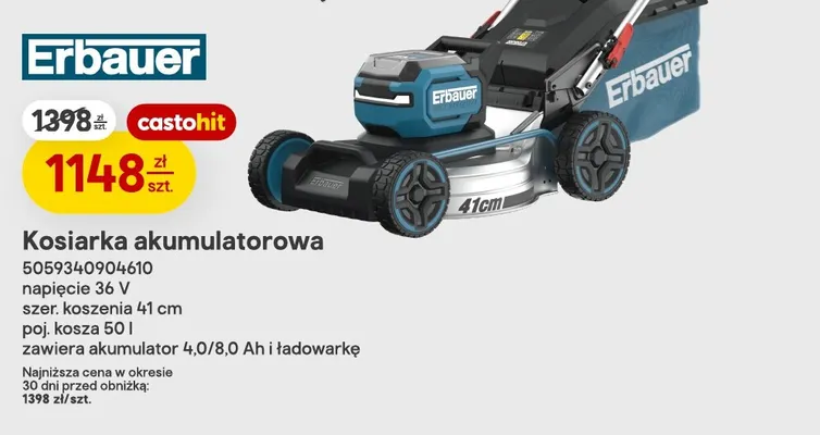 Kosiarka akumulatorowa Erbauer promocja w Castorama