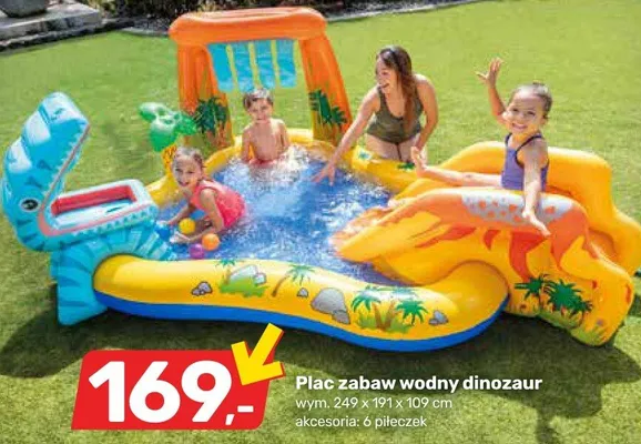 Plac zabaw wodny dinozaur 249x191x109cm akcesoria: 6 piłeczek promocja w Bricomarche